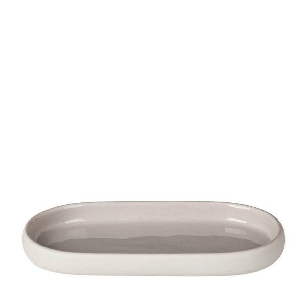 Blomus, Ceramiczna podstawka na akcesoria łazienkowe SONO, Moonbeam, 19 cm